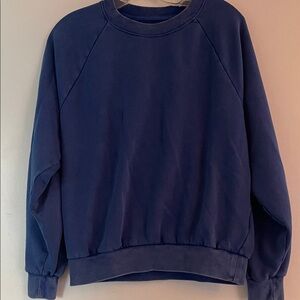 GAP Women's Washed Royal Blue Crew Neck Lightweight Sweatshirt